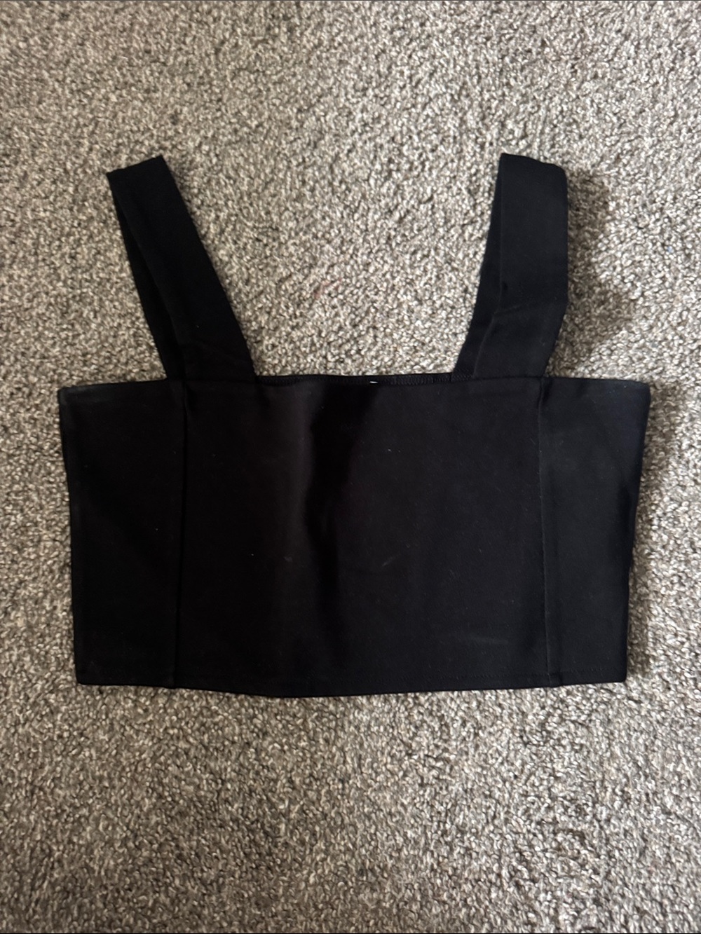 Zara Black Square-Neck Cropped Tank with Wide Straps